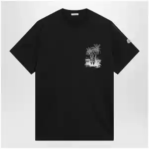 Moncler Navy blue T-shirt with logo print