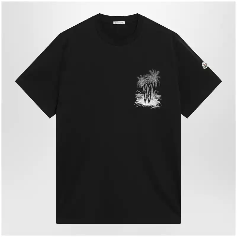 Moncler Navy blue T-shirt with logo print
