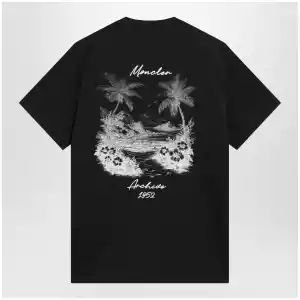 Moncler Navy blue T-shirt with logo print