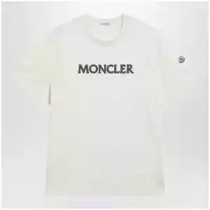 Moncler Ivory T-shirt with logo print
