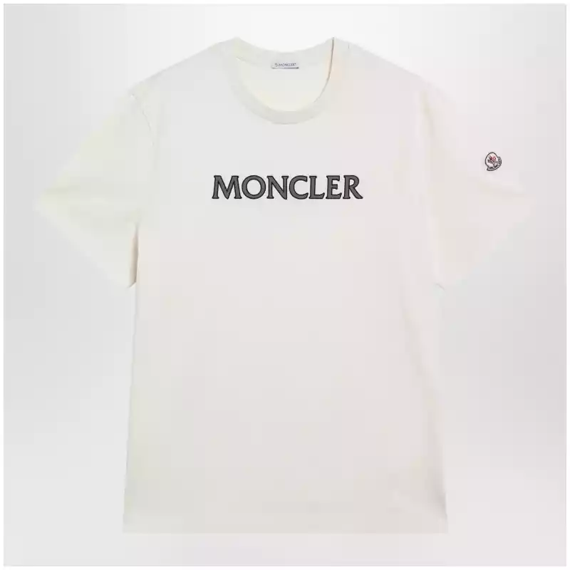 Moncler Ivory T-shirt with logo print