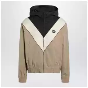 Valentino Black butter and camel jacket with Vlogo patch