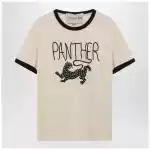 Valentino Butter-colored T-shirt with Panther print
