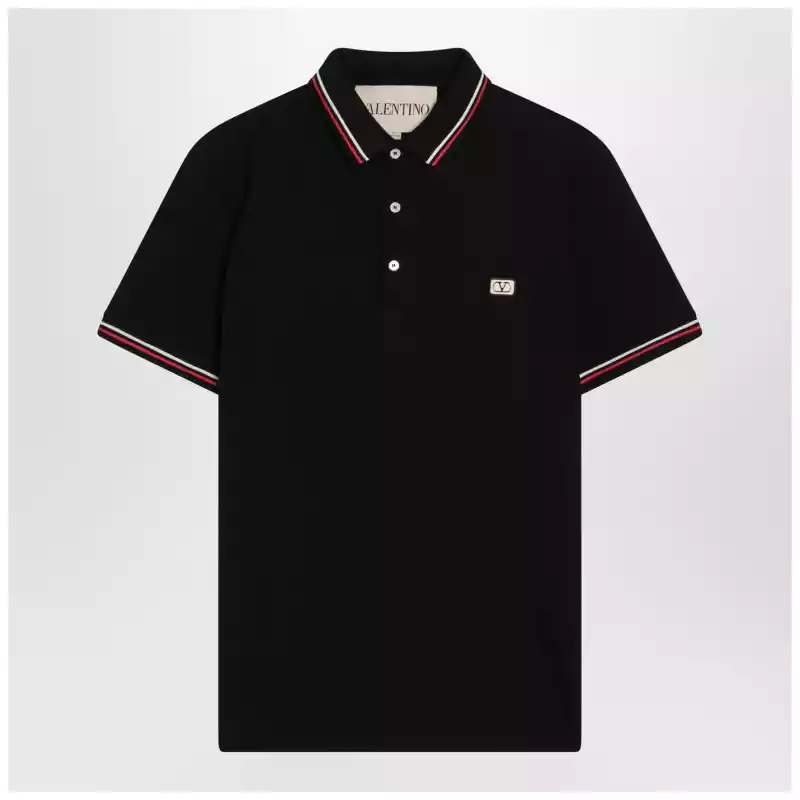 Valentino Black polo shirt with Vlogo Signature