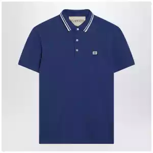 Valentino Blue polo shirt with Vlogo patch