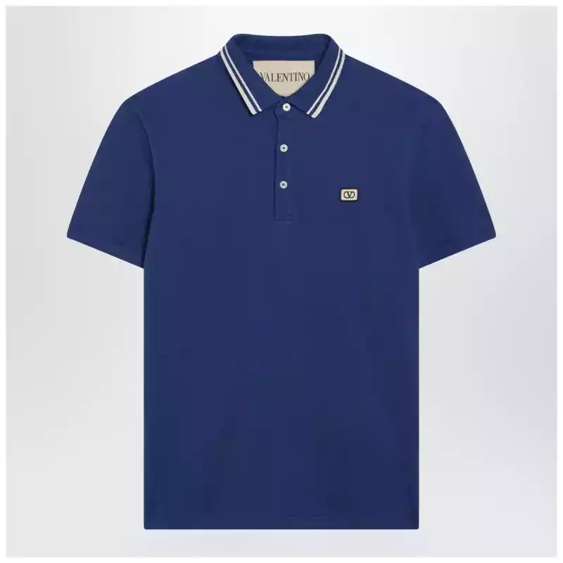 Valentino Blue polo shirt with Vlogo patch