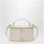 Valentino Garavani Vlogo Signature Mini Vanity Bag in ivory grained calfskin