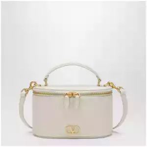 Valentino Garavani Vlogo Signature Mini Vanity Bag in ivory grained calfskin