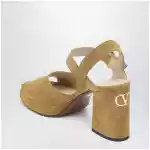 Valentino Garavani Beige Fawcette platform sandals in split leather