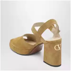 Valentino Garavani Beige Fawcette platform sandals in split leather