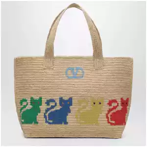 Valentino Garavani Large Raffiachat shopping bag in raffia