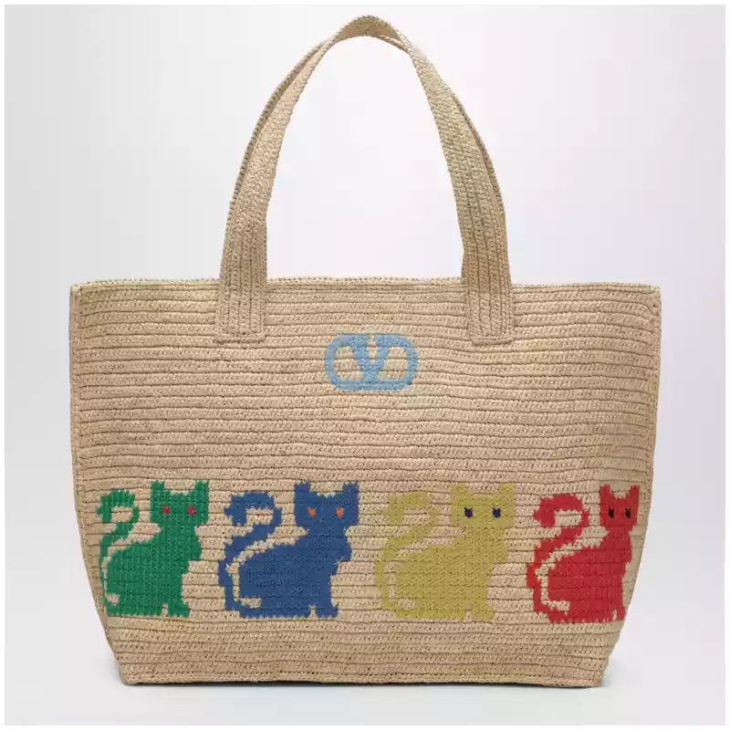 Valentino Garavani Large Raffiachat shopping bag in raffia
