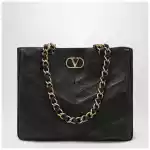 Valentino Garavani Black Laseine Shopping Bag