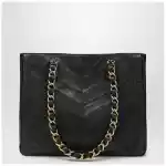 Valentino Garavani Black Laseine Shopping Bag