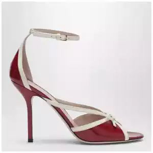 Valentino Garavani Bepointy sandal red/ivory in patent leather and kidskin