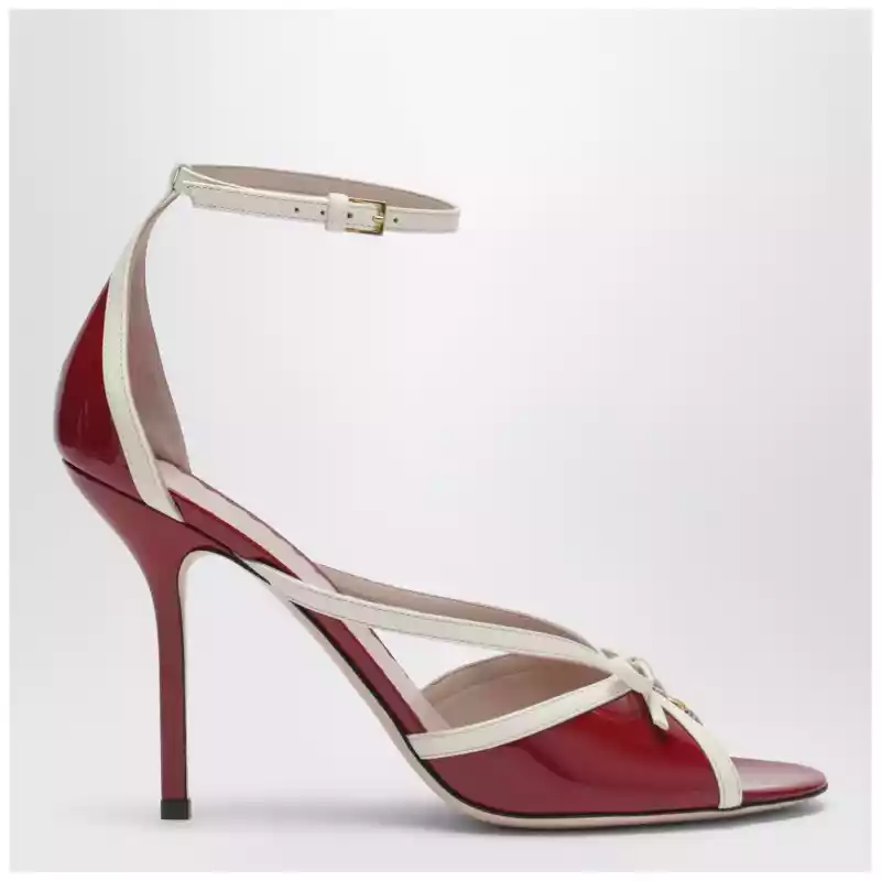 Valentino Garavani Bepointy sandal red/ivory in patent leather and kidskin