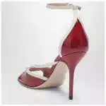 Valentino Garavani Bepointy sandal red/ivory in patent leather and kidskin