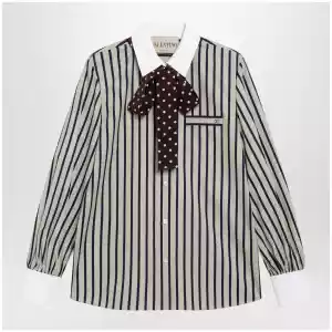 Valentino Striped cotton shirt with scarf in beige and blue