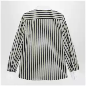 Valentino Striped cotton shirt with scarf in beige and blue