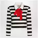 Valentino Vanilla/black striped jacket with maxi bow
