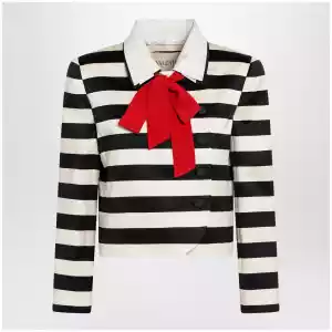 Valentino Vanilla/black striped jacket with maxi bow
