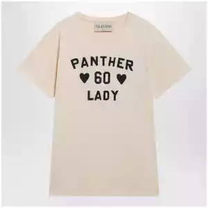 Valentino Panther Lady cotton jersey T-shirt in birch/black