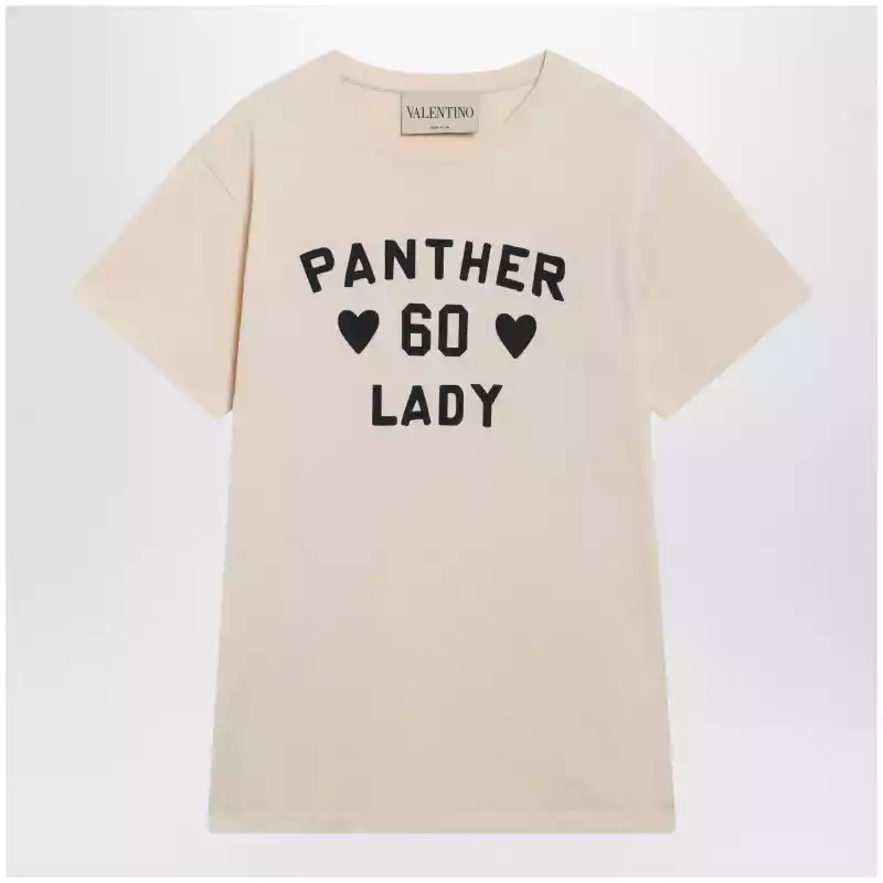 Valentino Panther Lady cotton jersey T-shirt in birch/black