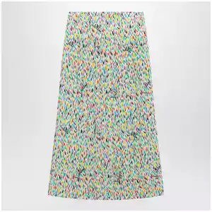 Valentino Multicolored pleated silk midi skirt