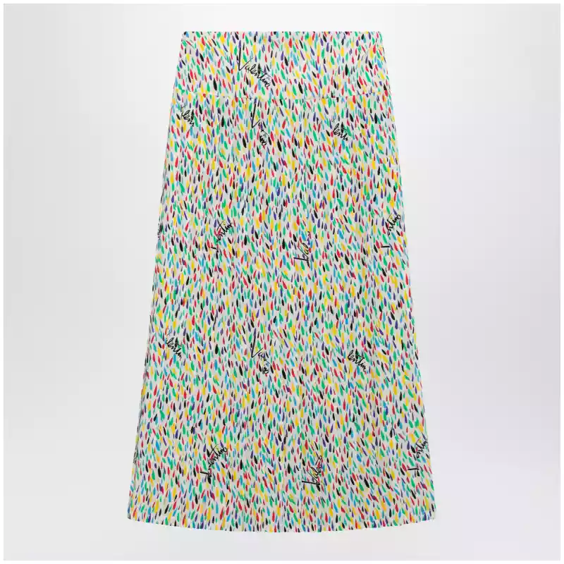 Valentino Multicolored pleated silk midi skirt