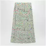 Valentino Multicolored pleated silk midi skirt