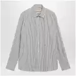 Valentino Ivory/green striped shirt with Vlogo