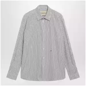Valentino Ivory/green striped shirt with Vlogo