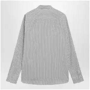 Valentino Ivory/green striped shirt with Vlogo