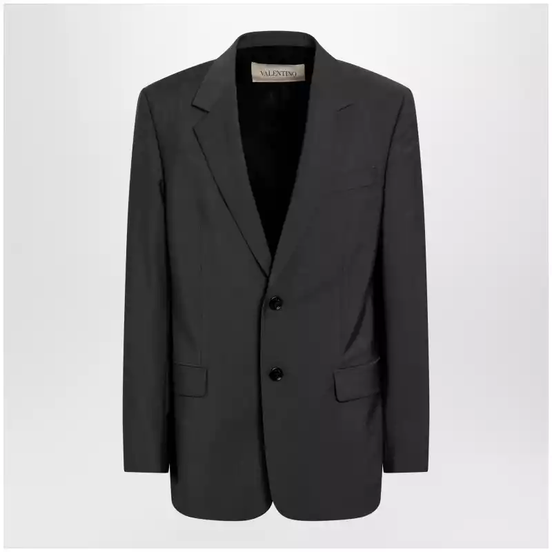 9V3CEK4025S_T_VALE-4H2.x Valentino Single-breasted wool and mohair jacket in black
