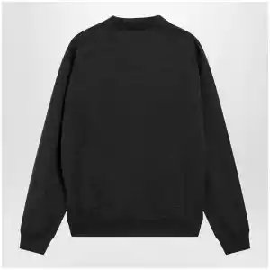 Valentino Wool polo shirt with VLogo embroidery in anthracite