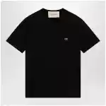 Valentino Black cotton T-shirt with VLogo embroidery