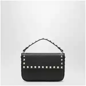 Valentino Garavani Rockstud pouch in grained calfskin leather, black
