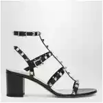 Valentino Garavani Rockstud calfskin leather sandals with studs in black