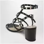 Valentino Garavani Rockstud calfskin leather sandals with studs in black