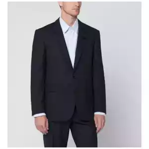 Lardini Single-breasted blue wool blend jacket