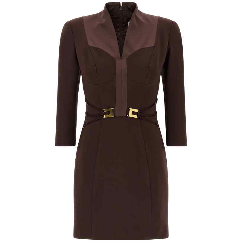 AB86961E2644_01_M_2025-12-18T09-44-24.378Z Elisabetta Franchi Logo Dress With Elastic Bands