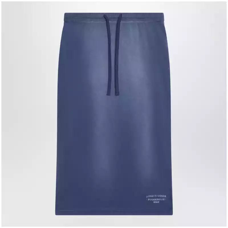 Acne Studios Navy blue cotton skirt with a splatter effect