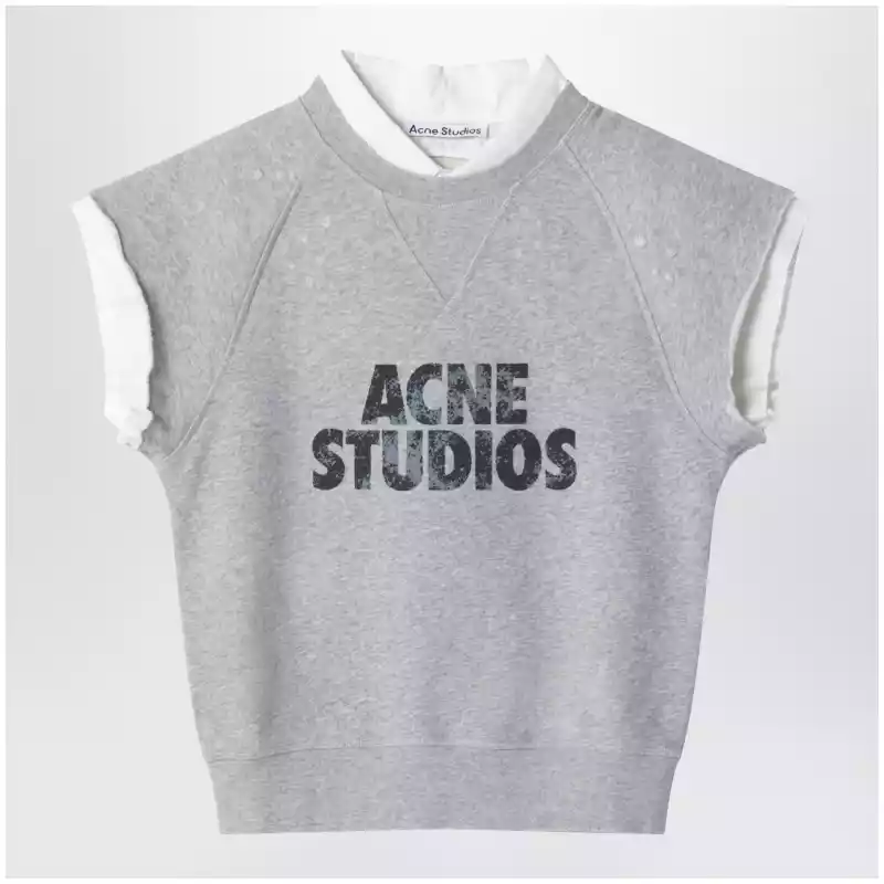 Acne Studios Layered fleece vest grey melange