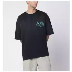 AMIRI Black T-shirt with Flames logo print