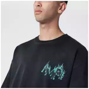 AMIRI Black T-shirt with Flames logo print
