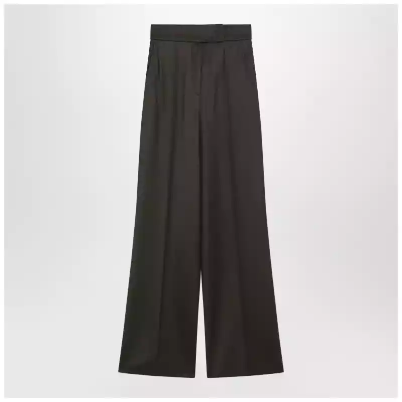 Max Mara Moss green wide-leg wool trousers