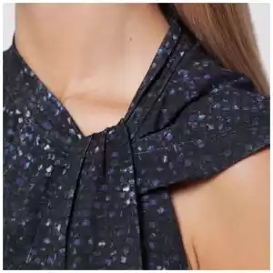ISABEL MARANT Nayda asymmetrical T-shirt with midnight blue print