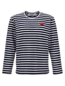 Comme Des Garçons Play Logo Patch Stripes T-shirt