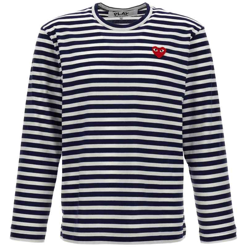 Comme Des Garçons Play Logo Patch Stripes T-shirt