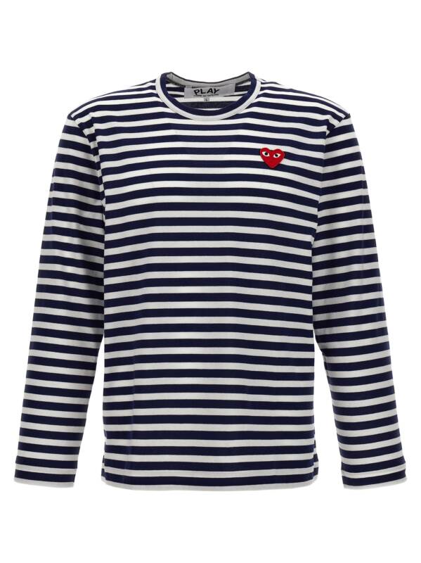 AXT0101_01_M_2024-04-10T06-51-16.05Z Comme Des Garçons Play Logo Patch Stripes T-shirt
